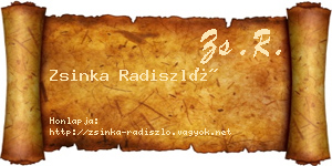 Zsinka Radiszló névjegykártya